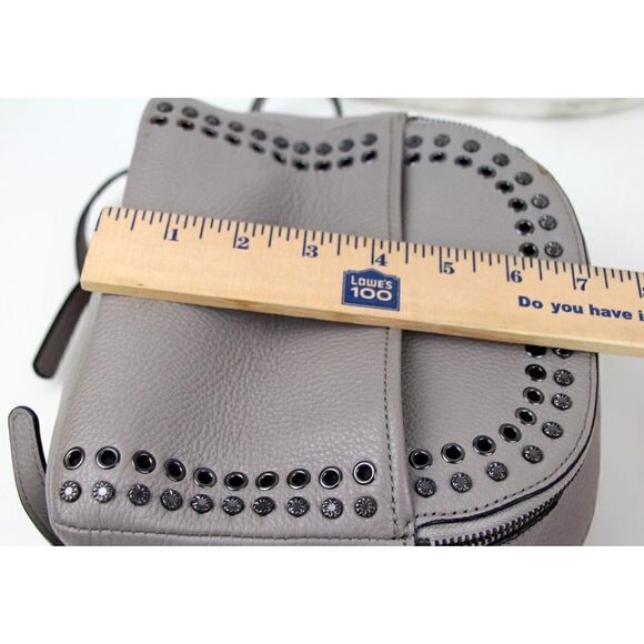 SMALL CALVIN KLEIN LIGHT GRAY GENUINE LEATHER SHOULDER BAG BACKPACK HANDBAG TOTE - Picture 11 of 13